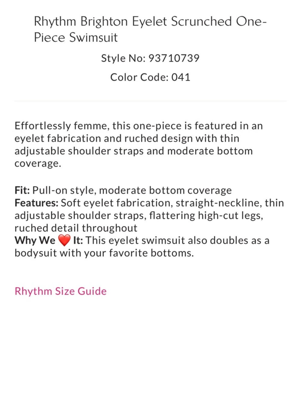 Free People Rhythm BRIGHTON EYELET SCRUNCHED ONE PIECE SWIMSUIT - Picture 7 of 16
